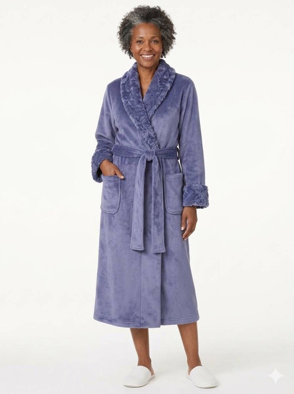 🔸️NWT Carole Hochman Lavender Blue Plush Belted Full Size Robe XLarge